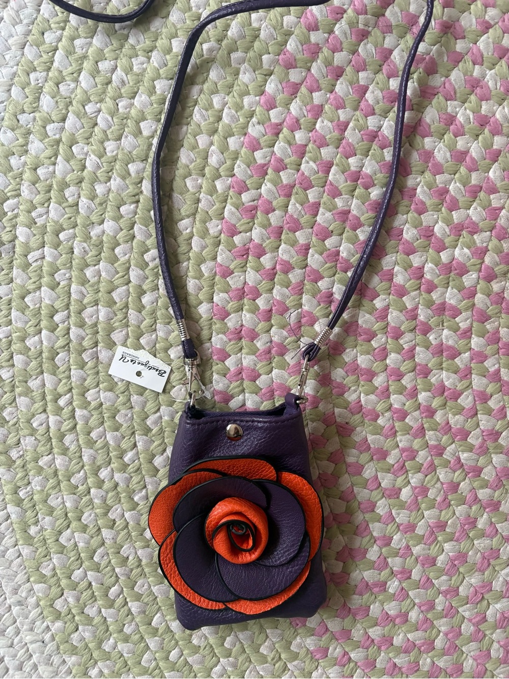 Unknown Brand Purple and Orange Floral Crossbody Bag